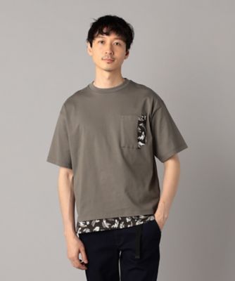 β MEN (Men)/ベータ・メン ブラッシュドプリント切替 Tシャツ(2755TM05) グレー トップス【三越伊勢丹/公式】