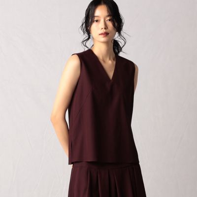 ＜BASILE28 (Women)＞【セットアップ対応】レーヨンツイル　Ｖネックブラウス（２８０２ＢＥ０１）