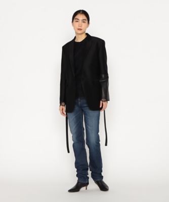 シルクウールツイル　レザーコンビネーションシングルジャケット（２８０３ＪＫ０１）