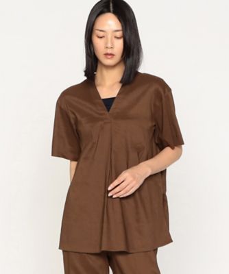 BASILE28 (Women)/バジーレヴェントット 【セットアップ対応】たばこ色と濃紺　チュニックブラウス（２８０４ＢＩ０１）