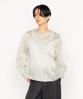 ＜BASILE28 (Women)＞先染めストライブ　ブラウス（２８０４ＢＭ０２）