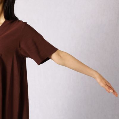 【セットアップ対応】トリビスストレッチ　　Ｖネックチュニックドレス（２８０５ＯＺ０１）