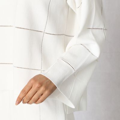 【セットアップ対応】透かし格子柄　ベルスリーブプルオーバー（２８０６ＩＹ０６）