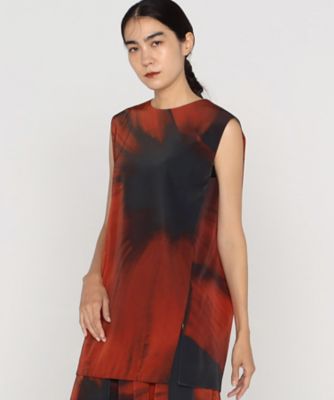 CHARCOAL ＆ RED SHADE ノースリーブブラウス