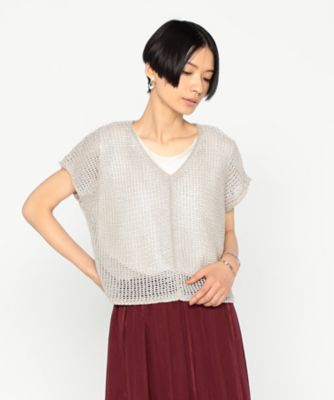 ＜BASILE28 (Women)＞３Ｇ天竺裏目　リネン×スパンコールニット（２８１０ＩＫ１０）