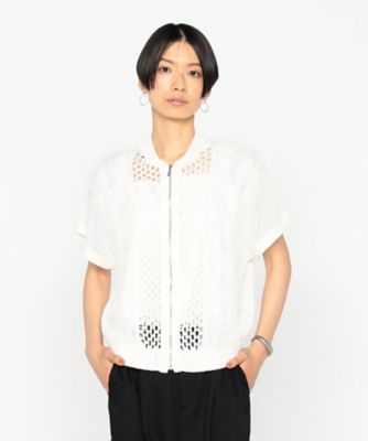 ＜BASILE28 (Women)＞３Ｇメッシュ×天竺×ケーブル柄　メッシュ×ファーニットブルゾン（２８１０ＶＫ１０）