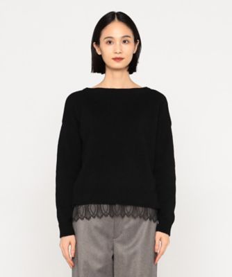Luxury Up リバーレース付ニットプルオーバー  