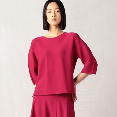 ＜BASILE28 (Women)＞【セットアップ対応】レーヨンナイロン　７分袖ニットプルオーバー（２８１７ＩＣ１９）