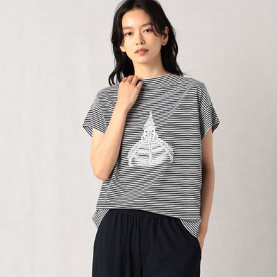 ＜BASILE28 (Women)＞フィレンツェモチーフ　ふくれ刺繍Ｔシャツ（２８１８ＴＣ０７）