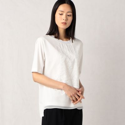 ＜BASILE28 (Women)＞素材組み合わせ　　刺繍プルオーバー（２８２０ＥＣ０４）