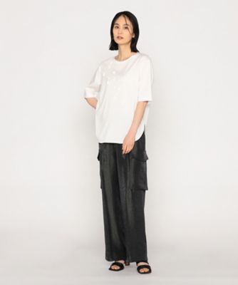 新品未使用 BASILE28 バジーレ スパンコール 半袖カットソー Tシャツ セットアップ対応】センシティブユーロジャージー タックドレス