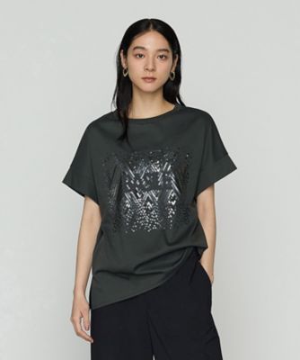 ＜BASILE28 (Women)＞アルビニスタスムース　ヘリンボーン刺繍Ｔシャツ（２８２０ＴＫ１３）