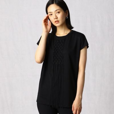 ＜BASILE28 (Women)＞マクラメ　フレンチスリーブＴシャツ（２８２３ＥＹ１１）