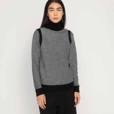 ＜BASILE28 (Women)＞ボーダー柄ニット　ハイネックプルオーバー（２８２３ＩＥ２２）