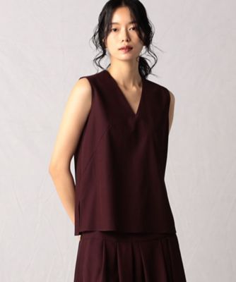 ＜BASILE28 (Women)＞〔　＋サイズ　〕　【セットアップ対応】レーヨンツイル　Ｖネックブラウス（２８６２ＢＥ０１）