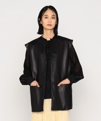 〔　＋サイズ　〕　ＭＡＴＣＨ　ＷＩＴＨ　ＬＥＡＴＥＲ　ジレ（２８６３ＬＫ０１）