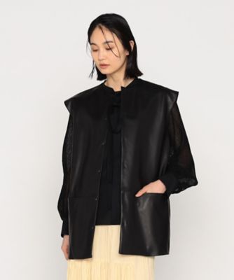 〔　＋サイズ　〕　ＭＡＴＣＨ　ＷＩＴＨ　ＬＥＡＴＥＲ　ジレ（２８６３ＬＫ０１）