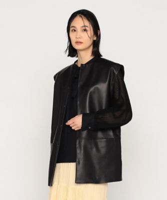 〔　＋サイズ　〕　ＭＡＴＣＨ　ＷＩＴＨ　ＬＥＡＴＥＲ　ジレ（２８６３ＬＫ０１）