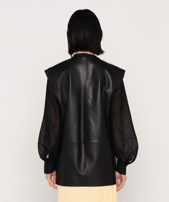 〔　＋サイズ　〕　ＭＡＴＣＨ　ＷＩＴＨ　ＬＥＡＴＥＲ　ジレ（２８６３ＬＫ０１）