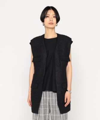 BASILE28 (Women)/バジーレヴェントット 〔　＋サイズ　〕　ＢＬＡＣＫ　ＴＷＥＥＤ　ジレ（２８６４ＶＫ０４）
