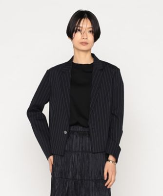 ＜BASILE28 (Women)＞〔　＋サイズ　〕　マニッシュストライプ　ジャケット（２８６６ＪＫ０６）