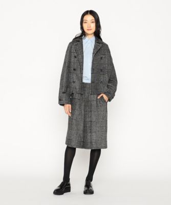 ＋サイズ 〕 グレンチェックジャージー ジャケット