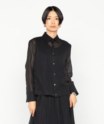 ＜BASILE28 (Women)＞〔　＋サイズ　〕　１００／２オーガンジー洗い加工　ショートシャツ（２８７０ＨＫ０６）
