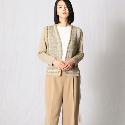 〔＋サイズ〕〔ＰＡＯＬＥＴＴＩ〕ツイード　ニットカーディガン（２８７０ＩＹ１３）