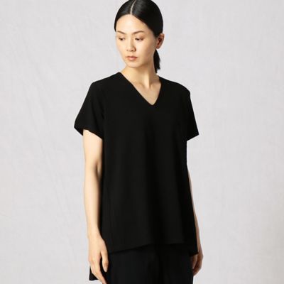 ＜BASILE28 (Women)＞〔＋サイズ〕レーヨンストレッチ　　Ｖネック半袖プルオーバー（２８７１ＩＹ２２）