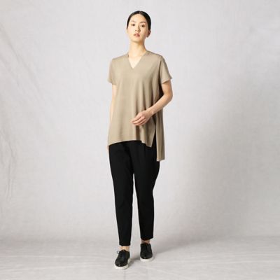 〔＋サイズ〕レーヨンストレッチ　　Ｖネック半袖プルオーバー（２８７１ＩＹ２２）