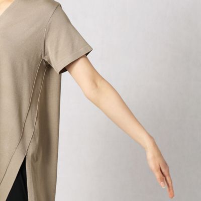 〔＋サイズ〕レーヨンストレッチ　　Ｖネック半袖プルオーバー（２８７１ＩＹ２２）