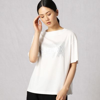 ＜BASILE28 (Women)＞〔＋サイズ〕スパンコールシャワー　ロゴＴシャツ（２８７１ＴＹ０６）