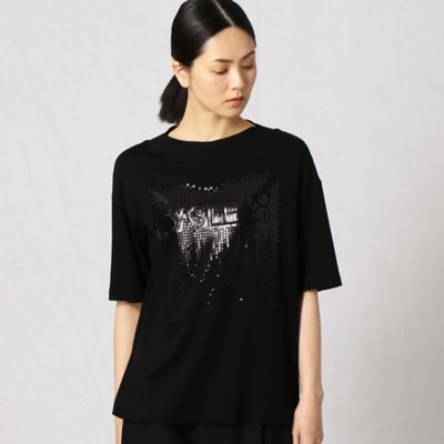 〔＋サイズ〕スパンコールシャワー　ロゴＴシャツ（２８７１ＴＹ０６）