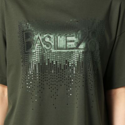 〔＋サイズ〕スパンコールシャワー　ロゴＴシャツ（２８７１ＴＹ０６）