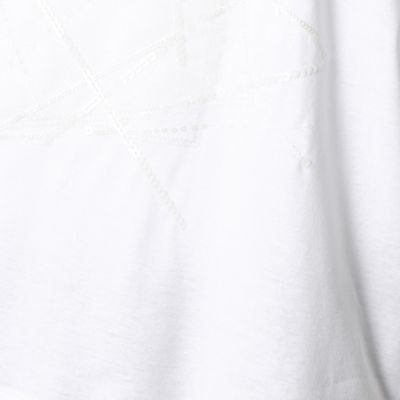 〔１３号・１５号サイズ〕クロススパンコール　７分袖Ｔシャツ（２８７１ＴＹ０７）