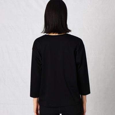 〔１３号・１５号サイズ〕クロススパンコール　７分袖Ｔシャツ（２８７１ＴＹ０７）
