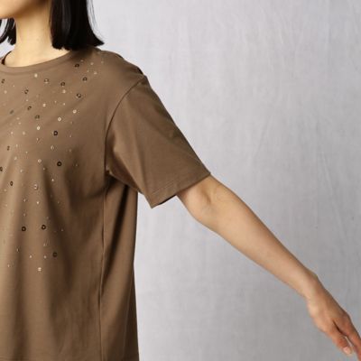 〔＋サイズ〕ビジュー加工　Ｔシャツ（２８７１ＴＹ１７）