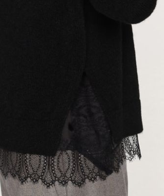 ＋サイズ 〕 Luxury Up リバーレース付ニットプルオーバー