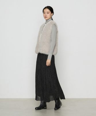 〔　＋サイズ　〕　ＧＬＯＳＳＹ　ＲＩＢ　フェイクファージレ（２８７４ＶＩ０９）