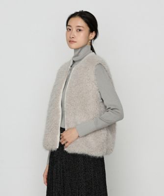 〔　＋サイズ　〕　ＧＬＯＳＳＹ　ＲＩＢ　フェイクファージレ（２８７４ＶＩ０９）