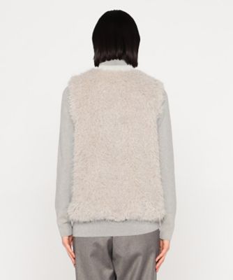 〔　＋サイズ　〕　ＧＬＯＳＳＹ　ＲＩＢ　フェイクファージレ（２８７４ＶＩ０９）