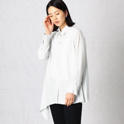 ＜BASILE28 (Women)＞リオペルストライプ　アシンメトリーシャツ（２８７７ＨＹ０８）
