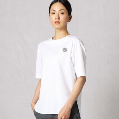 ＜BASILE28 (Women)＞ハイゲージクリアスムース　ブローチ付きＴシャツ（２８７７ＴＹ１６）