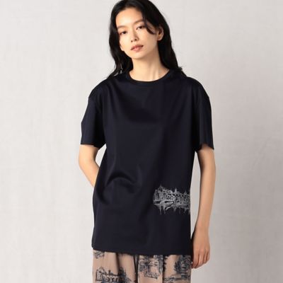 〔　＋サイズ　〕　フィレンツェモチーフ　ドローイング刺繍ボクシィＴシャツ（２８７８ＴＣ１０）