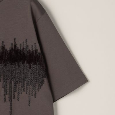〔＋サイズ〕プレミアムスムース　テープ刺繍Ｔシャツ（２８８０ＴＡ０２）