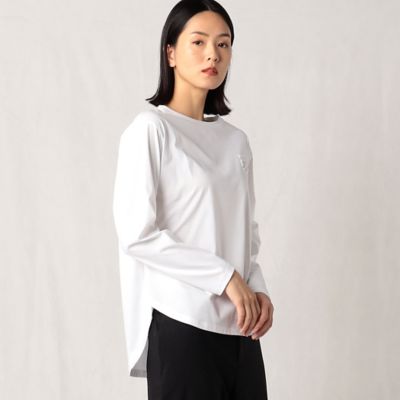 〔＋サイズ〕ハイゲージクリアスムース　エンブレム刺？長袖Ｔシャツ（２８８０ＴＡ０４）