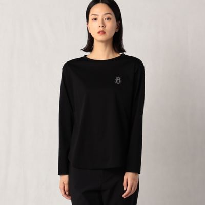 〔＋サイズ〕ハイゲージクリアスムース　エンブレム刺？長袖Ｔシャツ（２８８０ＴＡ０４）