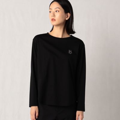 〔＋サイズ〕ハイゲージクリアスムース　エンブレム刺？長袖Ｔシャツ（２８８０ＴＡ０４）