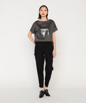 〔　＋サイズ　〕　Ａｒｉｏｌｉｔｙスムース　ナイアガラスパンコール刺繍Ｔシャツ（２８８０ＴＧ０６）