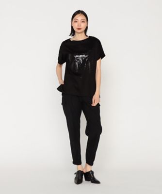 〔　＋サイズ　〕　Ａｒｉｏｌｉｔｙスムース　ナイアガラスパンコール刺繍Ｔシャツ（２８８０ＴＧ０６）